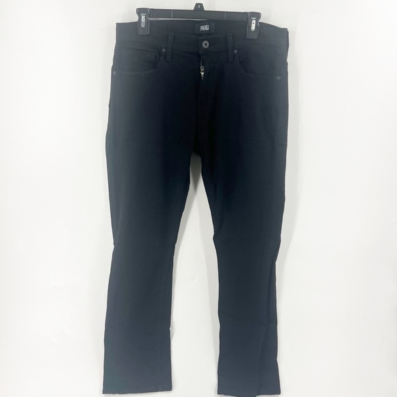 ✅ PAIGE BLACK FEDERAL JEANS SIZE 32 SLIM STRAIGHT LEG - Picture 1 of 7